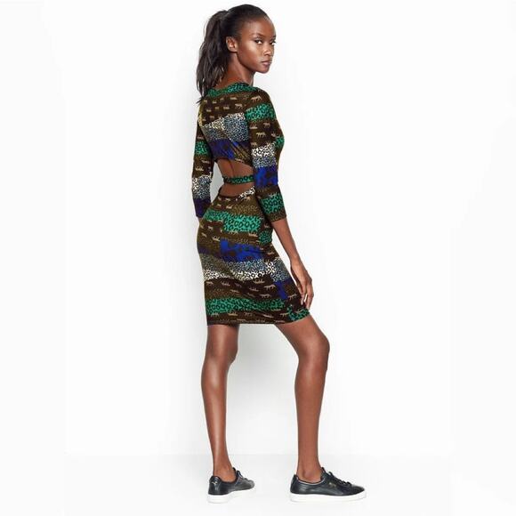 Victoria Secret Bodycon Animal Cheetah Print Little Black Dress Size Large - Picture 3 of 11